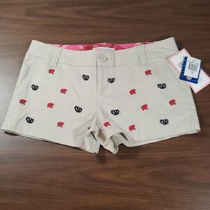 University of Wisconsin UW Badgers Bucky ES College Classic Khaki Shorts Size 11